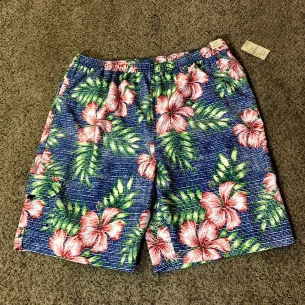 Caribbean Swimwear Swim Trunks Mens 3XT Tall NEW Floral